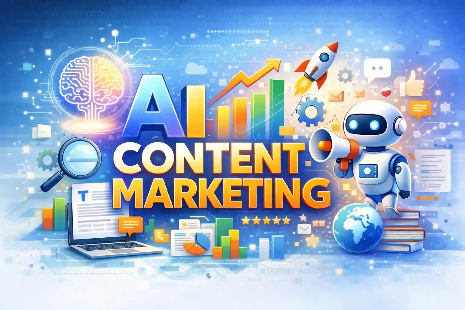 AI Content Marketing คือ การใช้ปัญญาประดิษฐ์ช่วยวางแผน สร้าง และวิเคราะห์คอนเทนต์ เพื่อเพิ่มประสิทธิภาพการตลาดและผลลัพธ์ทางธุรกิจ