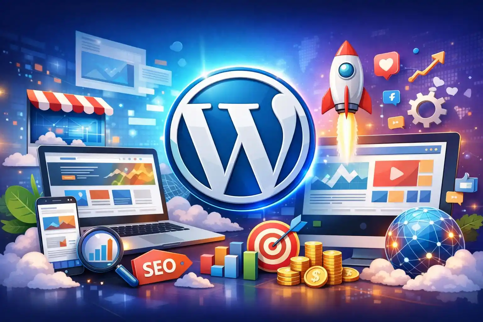เว็บไซต์ WordPress ที่ออกแบบมาเพื่อรองรับการจัดการคอนเทนต์ การปรับแต่งดีไซน์ และการพัฒนาเว็บไซต์อย่างครบวงจร