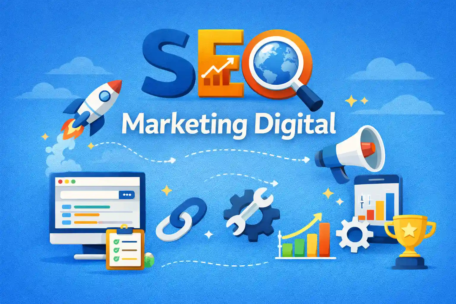 SEO Marketing Digital คือ กลยุทธ์การตลาดออนไลน์ที่ใช้การปรับแต่งเว็บไซต์ให้ติดอันดับบนเครื่องมือค้นหา เพิ่มการมองเห็น ดึงดูดผู้เข้าชม และสร้างโอกาสทางธุรกิจผ่านช่องทางดิจิทัล