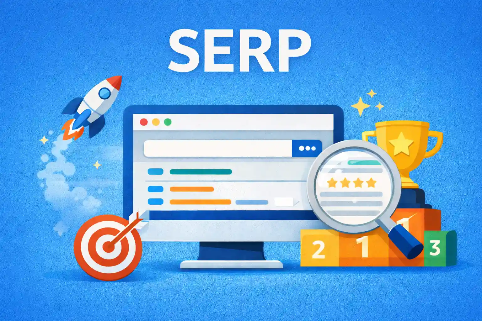 หน้าแสดงผลการค้นหาบน Google (SERP) ที่มีรายการเว็บไซต์ โฆษณา แผนที่ และคำถามที่เกี่ยวข้อง แสดงเรียงตามลำดับหลังจากพิมพ์คำค้นหาในช่องค้นหา